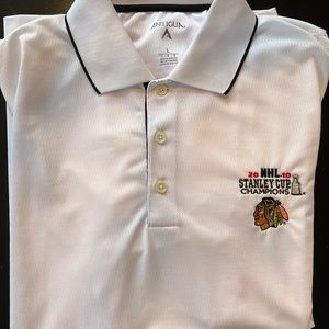 Chicago Blackhawks 2010 Stanley Cup Champions Antigua white Mens L polo shirt$20